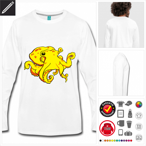 Oktopus T-Shirt fr Mnner selbst gestalten. Druck ab 1 Stuck