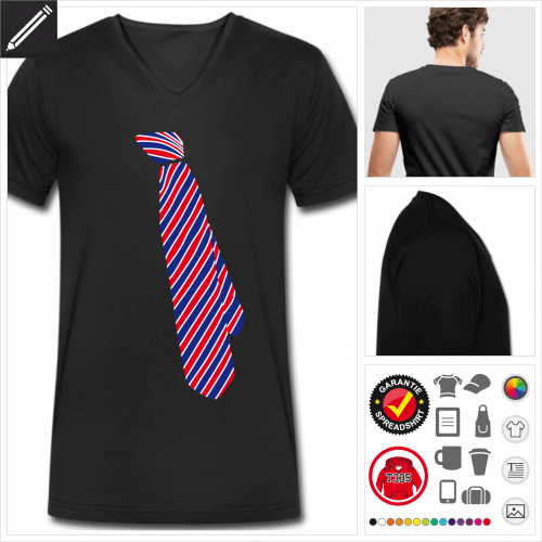 schwarzes gestreifte Krawatte T-Shirt online Druckerei, hhe Qualitt
