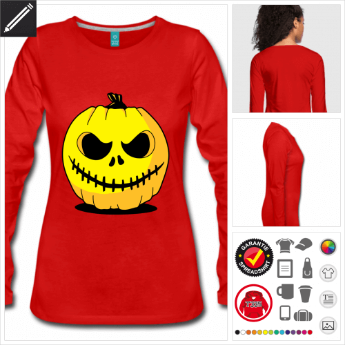 Halloween Krbis Langarmshirt selbst gestalten. Druck ab 1 Stuck