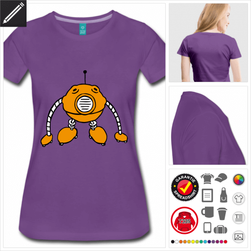 Frauen Lustiger Roboter T-Shirt selbst gestalten. Online Druckerei