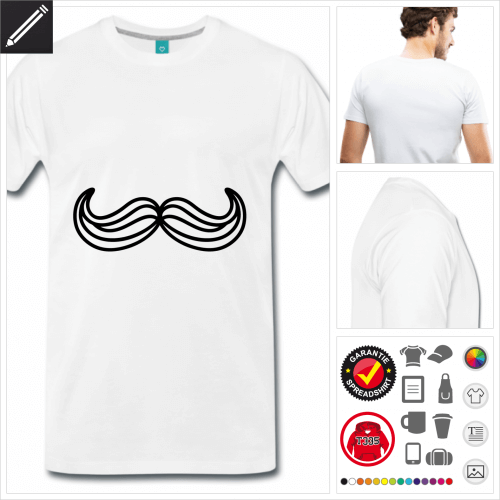 weisses Lustiger Schnurrbart T-Shirt personalisieren