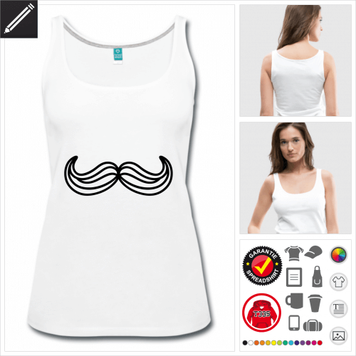 Schnurrbart weisses Tank Top personalisieren