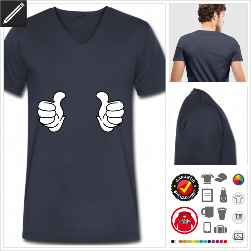 Mnner Daumen hoch T-Shirt selbst gestalten. Online Druckerei