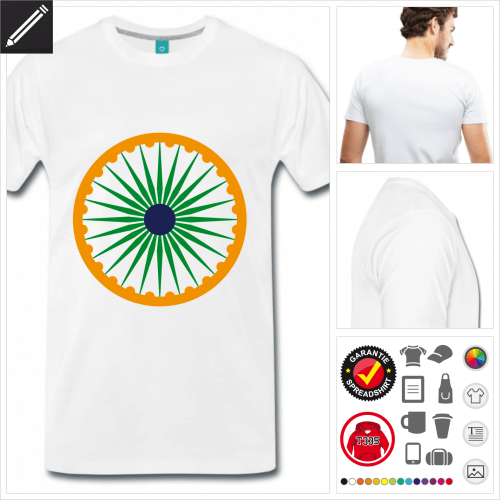 weisses India T-Shirt gestalten, Druck ab 1 Stuck
