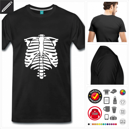 Mnner Halloween Skelett T-Shirt personalisieren