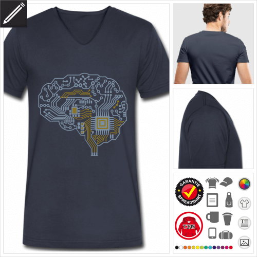 Mnner Hirn PCB T-Shirt zu gestalten