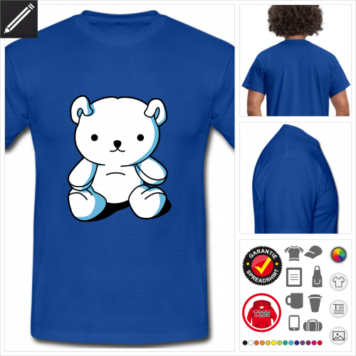 blaues Lustiger Teddybr T-Shirt gestalten, Druck ab 1 Stuck