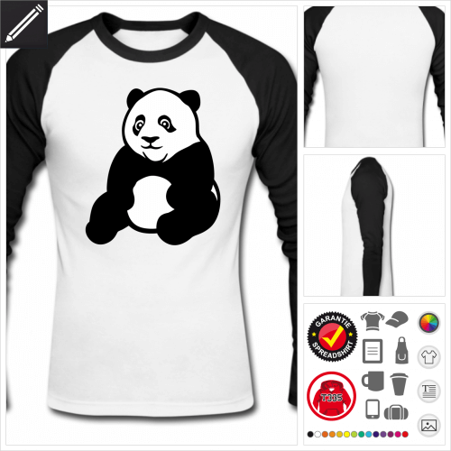 Mnner Panda sitzend T-Shirt gestalten, Druck ab 1 Stuck