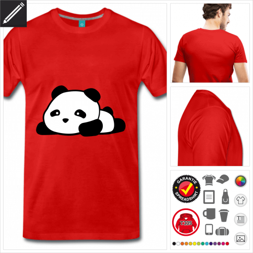 Mnner Panda kawaii T-Shirt online gestalten