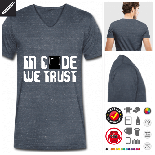 Entwickler T-Shirt selbst gestalten. Online Druckerei