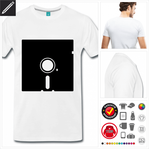 weisses Retrogaming T-Shirt selbst gestalten. Druck ab 1 Stuck