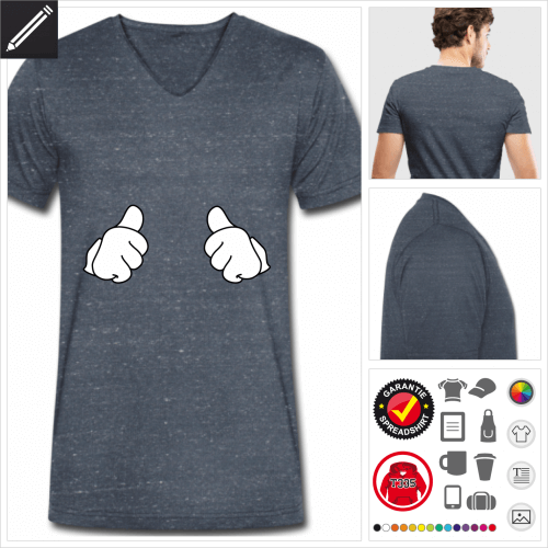 V-Ausschnitt Thumbs T-Shirt online zu gestalten