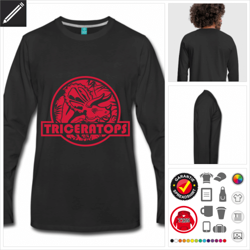 Triceratops Langarmshirt selbst gestalten. Druck ab 1 Stuck