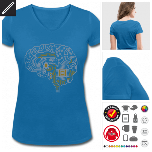 blaues Nerd T-Shirt selbst gestalten. Druck ab 1 Stuck