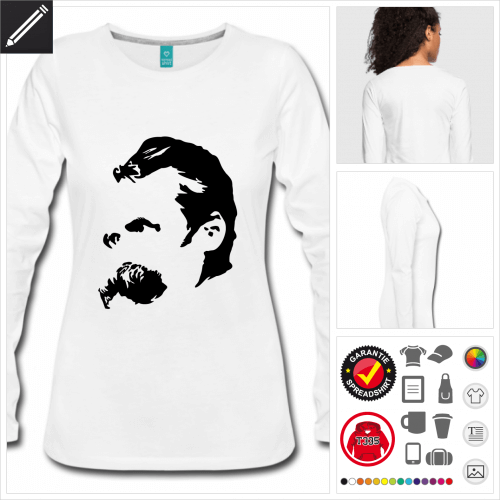 Nietzsche Langarmshirt selbst gestalten. Druck ab 1 Stuck