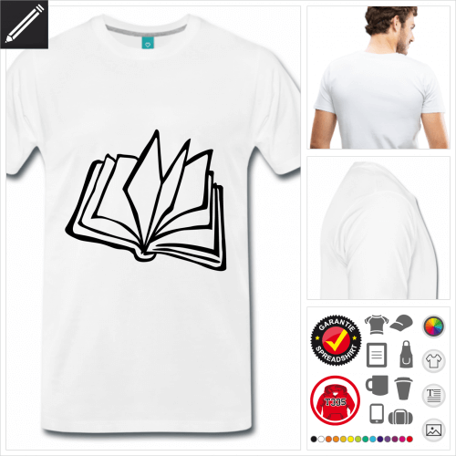 oranges Buch T-Shirt selbst gestalten. Online Druckerei