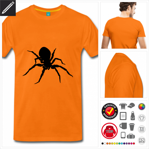 oranges Tarantel T-Shirt selbst gestalten. Druck ab 1 Stuck