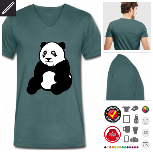 Panda T-Shirt für Männer selbst gestalten. Druck ab 1 Stuck