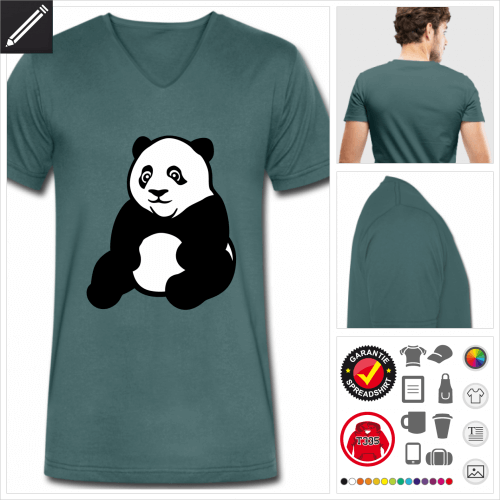 Panda T-Shirt fr Mnner selbst gestalten. Druck ab 1 Stuck