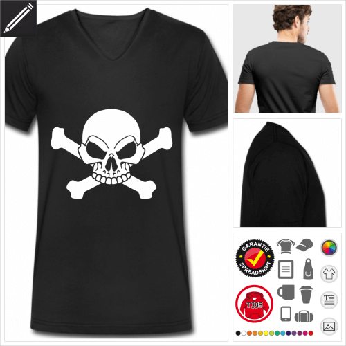 Piratenflage Kurzarmshirt selbst gestalten. Druck ab 1 Stuck