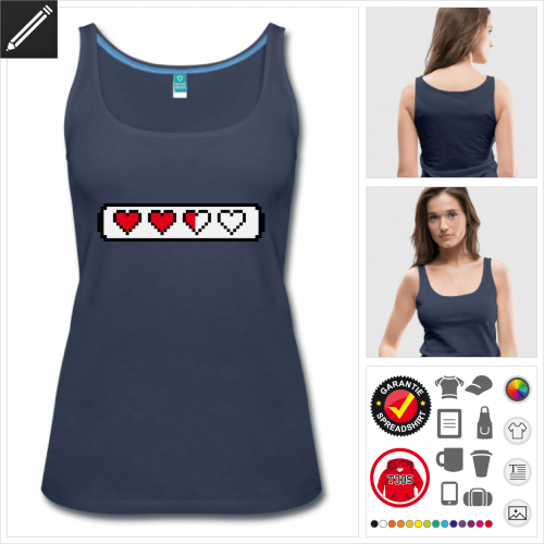 blaues Gamer Tank Top selbst gestalten. Online Druckerei