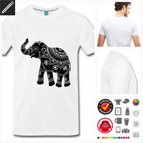 oranges Mnner Elefant T-Shirt selbst gestalten. Druck ab 1 Stuck