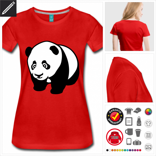 Frauen Panda T-Shirt selbst gestalten. Druck ab 1 Stuck