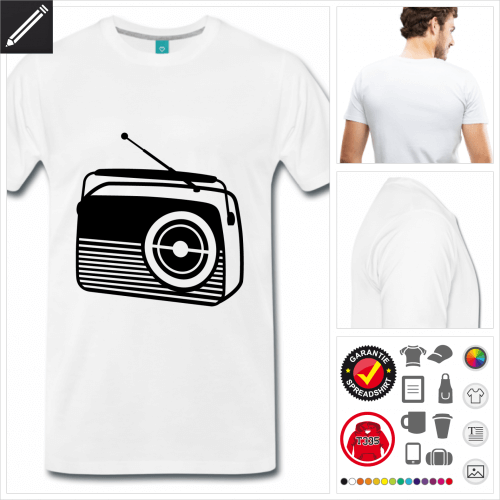 graues Radio T-Shirt selbst gestalten. Online Druckerei