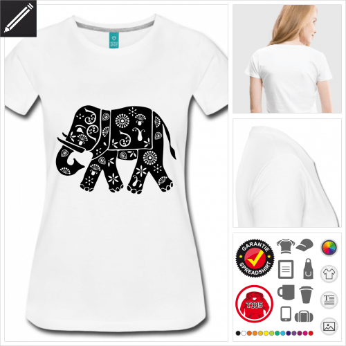 rosa Indischer Elefant T-Shirt selbst gestalten. Druck ab 1 Stuck