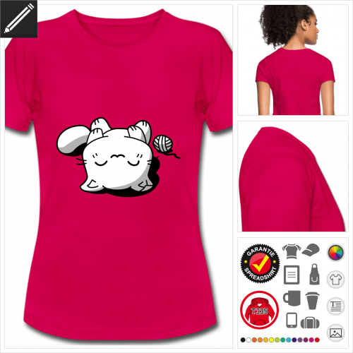 Frauen Katze Kawaii T-Shirt online Druckerei, höhe Qualität