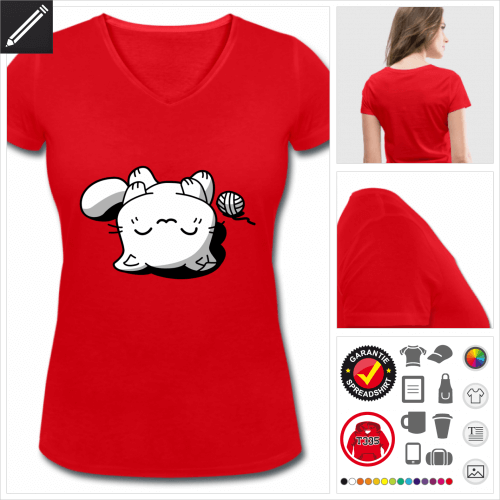 Frauen schlafende Katze T-Shirt selbst gestalten