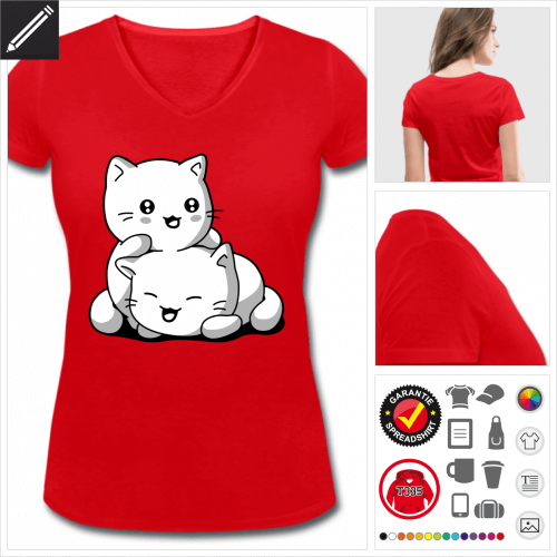 basic Katzen T-Shirt selbst gestalten. Druck ab 1 Stuck