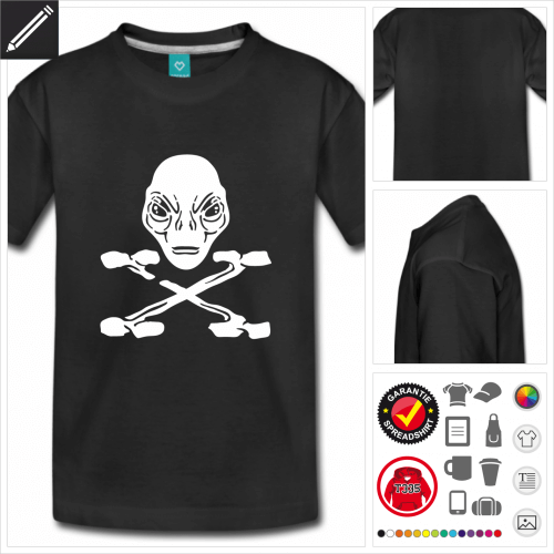 royalblaues Piratenflagge T-Shirt online gestalten