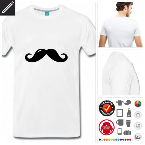 basic moustache T-Shirt gestalten, Druck ab 1 Stuck