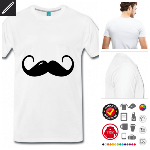 Schnurrbärte T-Shirt selbst gestalten. Druck ab 1 Stuck