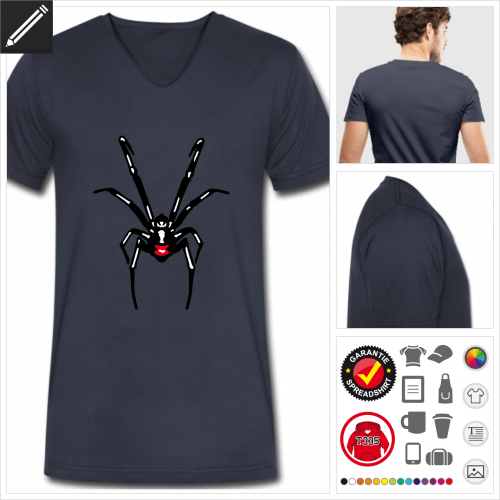 blaues Spinne T-Shirt personalisieren