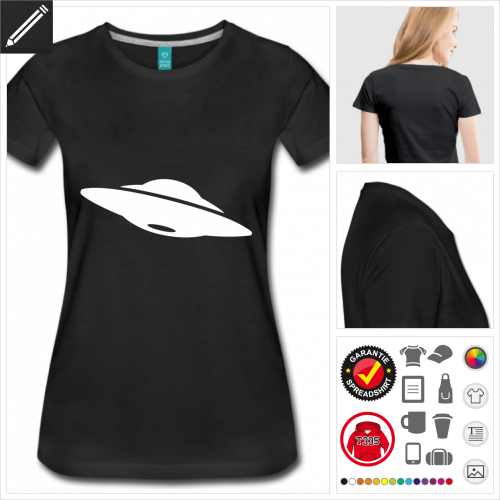 Auerirdischer UFO Kurzarmshirt gestalten, Druck ab 1 Stuck