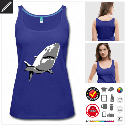 Frauen Weißer Hai T-Shirt gestalten, Druck ab 1 Stuck