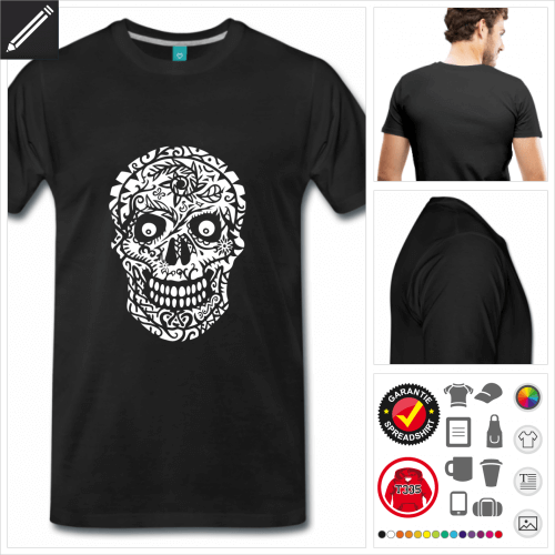 schwarzes Totenkopf T-Shirt gestalten, Druck ab 1 Stuck