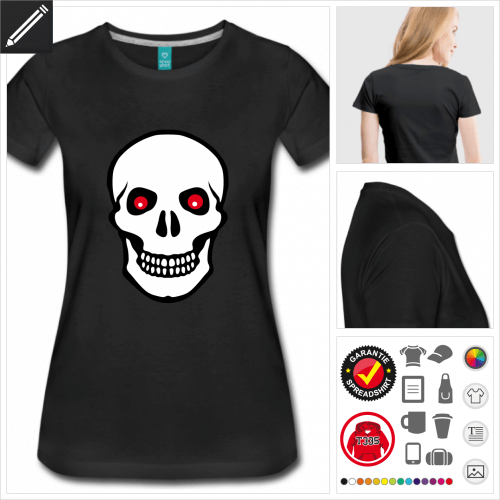 Frauen Totenkopf T-Shirt selbst gestalten. Online Druckerei