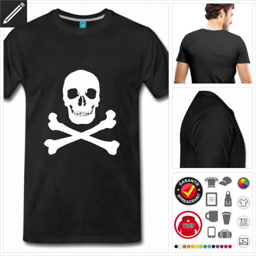 Mnner Piratenflagge T-Shirt gestalten, Druck ab 1 Stuck