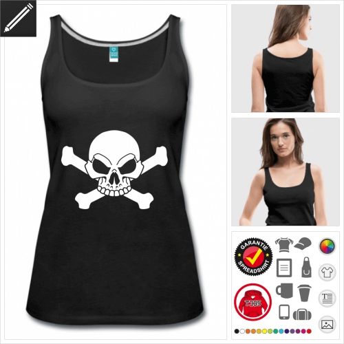 schwarzes Totenkopf Tank Top selbst gestalten