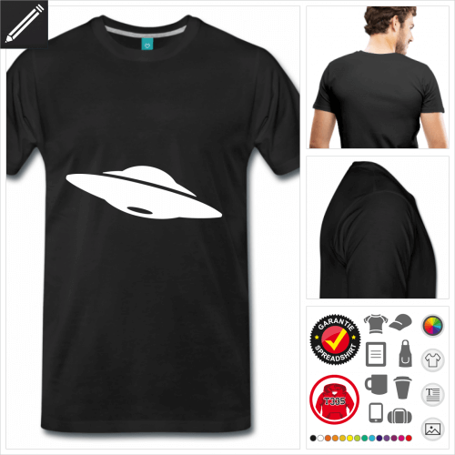 schwarzes Alien T-Shirt selbst gestalten. Druck ab 1 Stuck