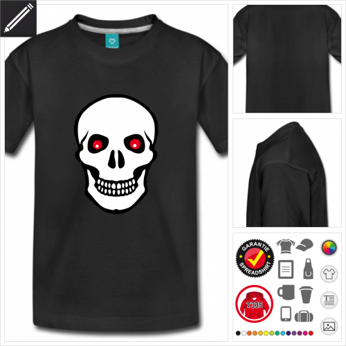 Schädel Kurzarmshirt gestalten, Druck ab 1 Stuck