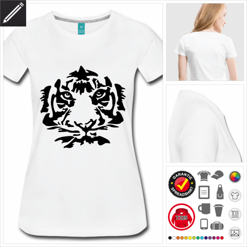 Tiger Kurzarmshirt gestalten, Druck ab 1 Stuck