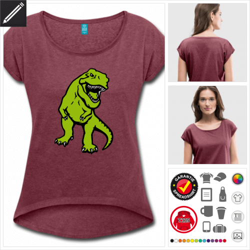 burgundrotes T-Rex T-Shirt selbst gestalten