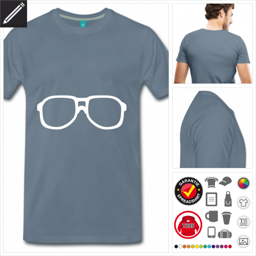 Brille T-Shirt basic gestalten, Druck ab 1 Stuck