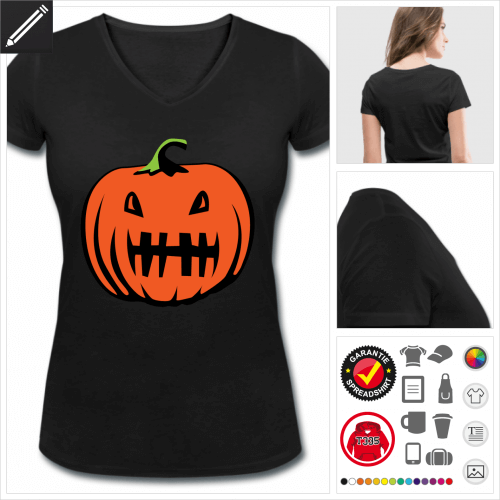 V-Ausschnitt Halloween T-Shirt online Druckerei, hhe Qualitt