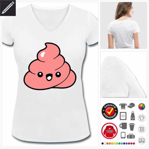 Frauen Kot emoji T-Shirt selbst gestalten. Druck ab 1 Stuck