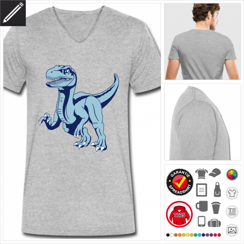 Dinosaurier Raptor T-Shirt fr Mnner selbst gestalten. Online Druckerei